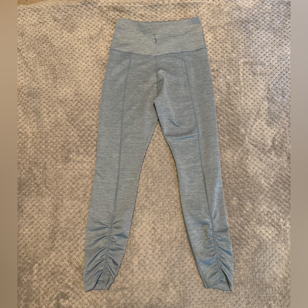 Nike Dri-FIT Heathered Gray/blue High-Waisted Ruched Leg Leggings Women’s Small - Picture 4 of 6